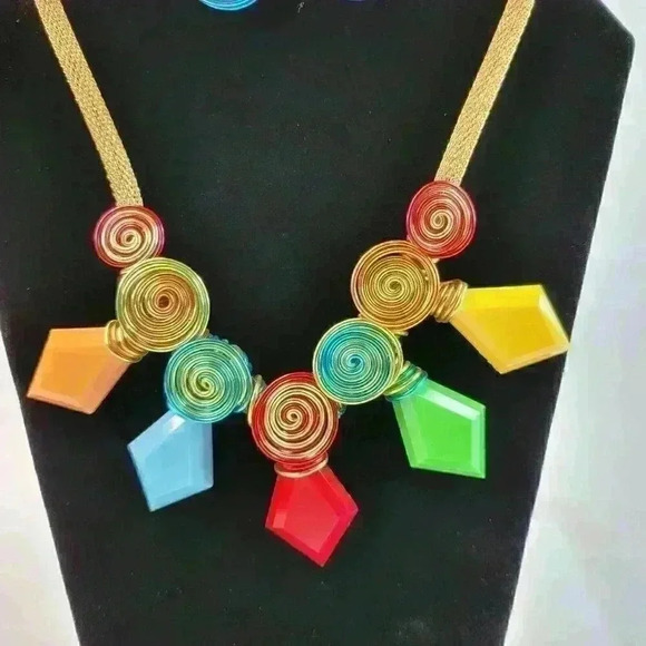 Handmade adjustable necklace and earring set in art wire Multicolor - Picture 9 of 12